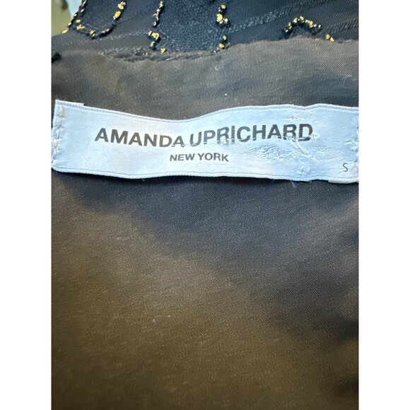 Amanda Uprichard Black Metallic Geometric Mini Dress With Tie Front Size S EUC - Picture 6 of 7